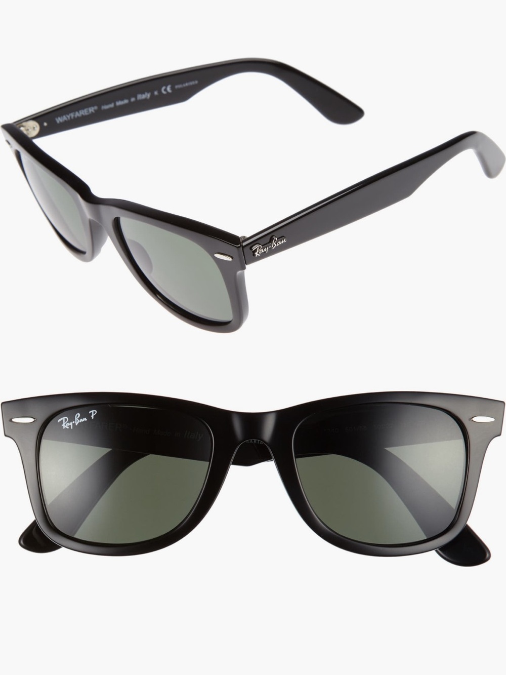 Ray-Ban Black Wayfarer Polarized Sunglasses - Picture 3 of 3